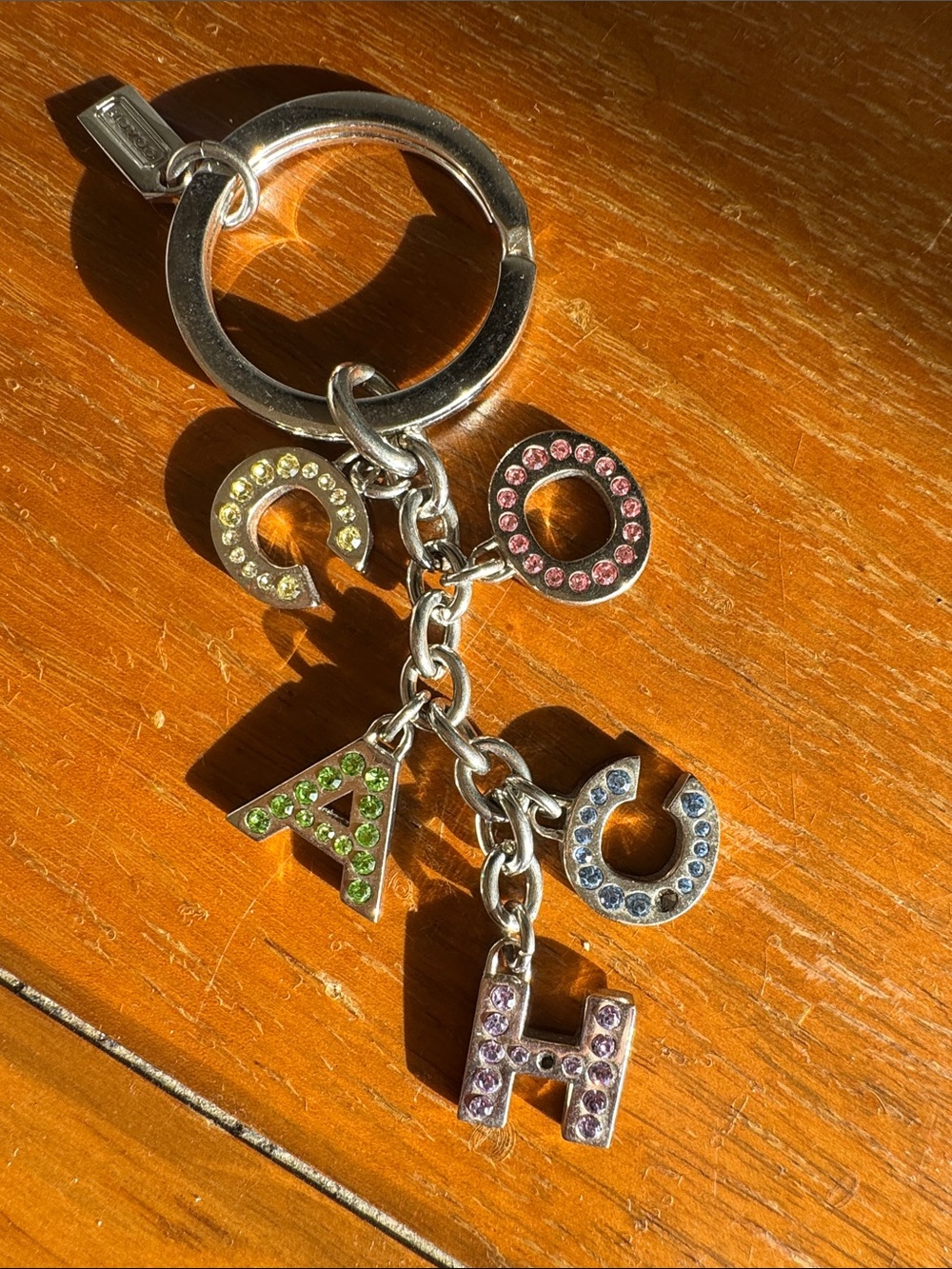 Coach Multicolor Crystal Letter Charm Keychain - C O A C H